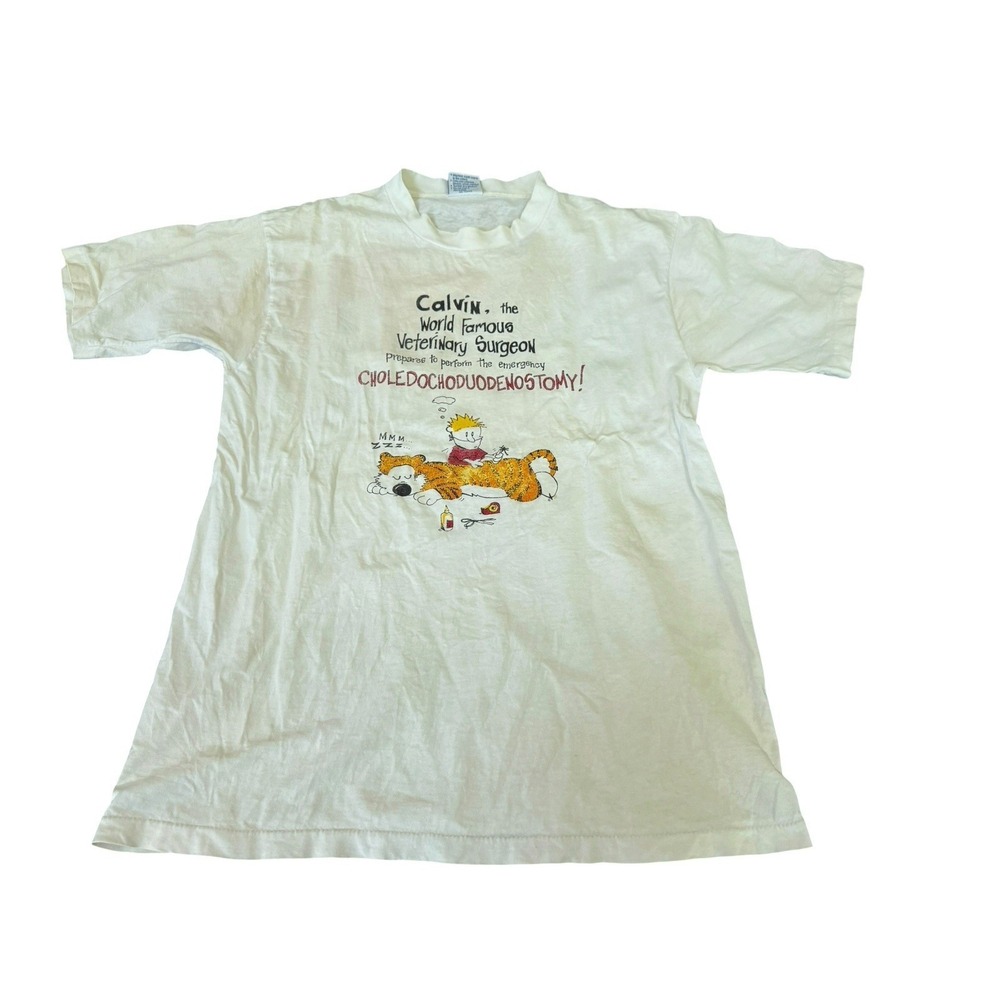 Vintage Calvin Veterinary Surgeon T Shirt Funny Vet Made USA Large READ